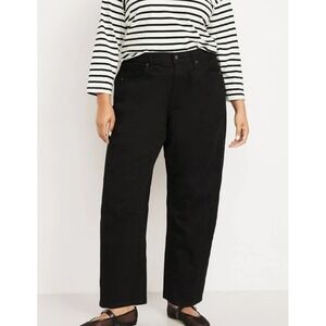 Old Navy High Rise Barrel Leg Jeans Women 12P Black Baggy Urban Minimalist NEW